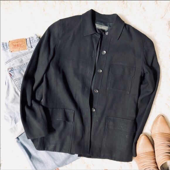 BANANA REPUBLIC Black Lightweight Button Front Casual Shacket Coat Jacket 6 - Picture 5 of 8
